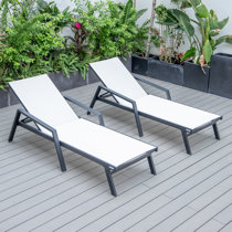 White mesh outdoor online chaise lounge